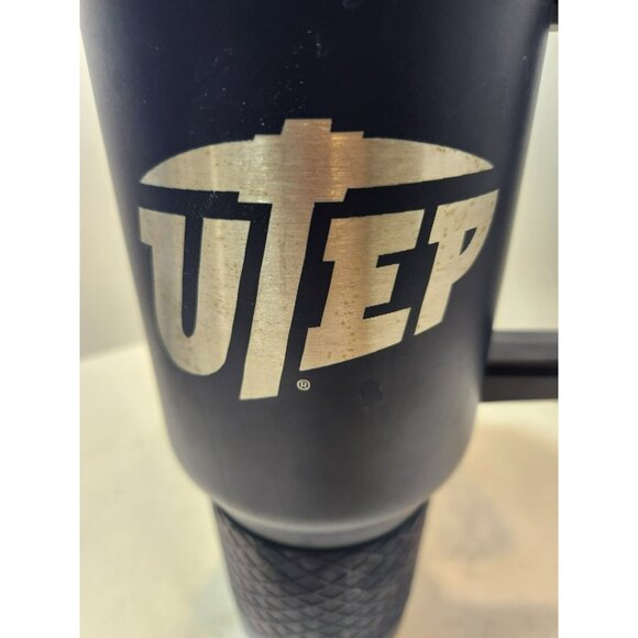 Gap 1 Utep Miners Navy Blue 40 OZ Metal Cup With Handle and Plastic Straw - Picture 9 of 11